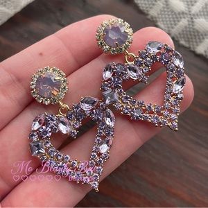 Violet Crystal Heart Earrings